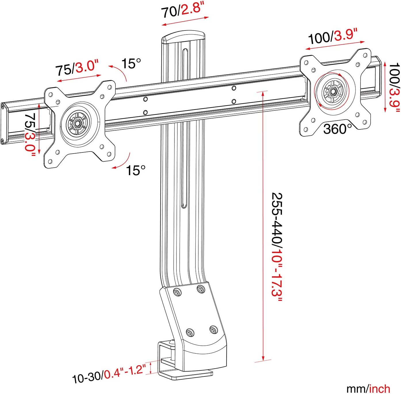 HFTEK® – Monitorhalterung für 2 Bildschirme (FDS102) – Bild 2