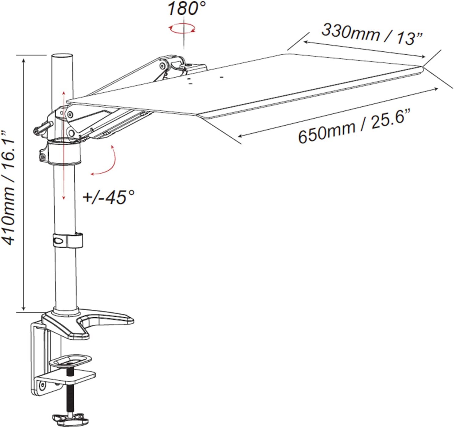 HFTEK® – Tischhalterung für Tastaturablage (FY14WS) – Bild 3