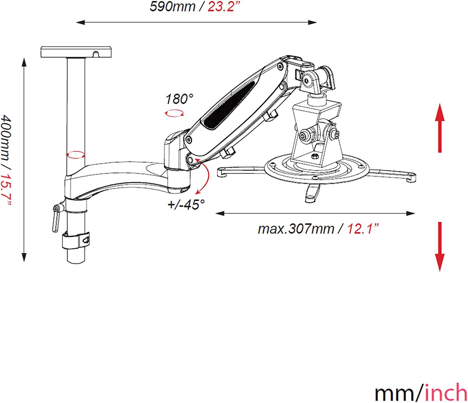 HFTEK® – Deckenhalterung für Beamer und Projektoren (GP12DD) – Bild 2
