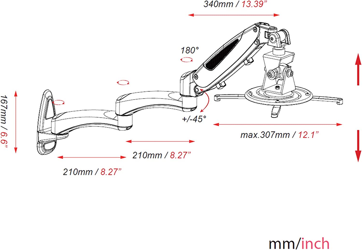HFTEK® – Universal-Wand-Halterung für Beamer und Projektoren (GP12XW) – Bild 2