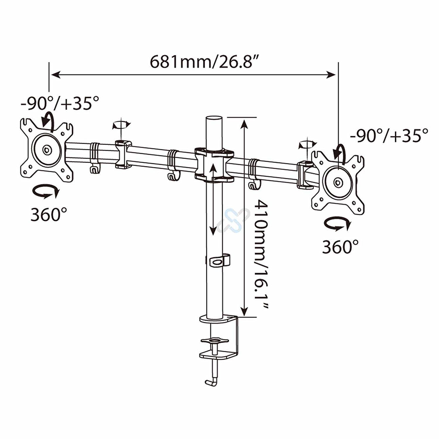 HFTEK® – Tischhalterung für zwei Bildschirme von 13 bis 27 Zoll (HF29DB) – Bild 2