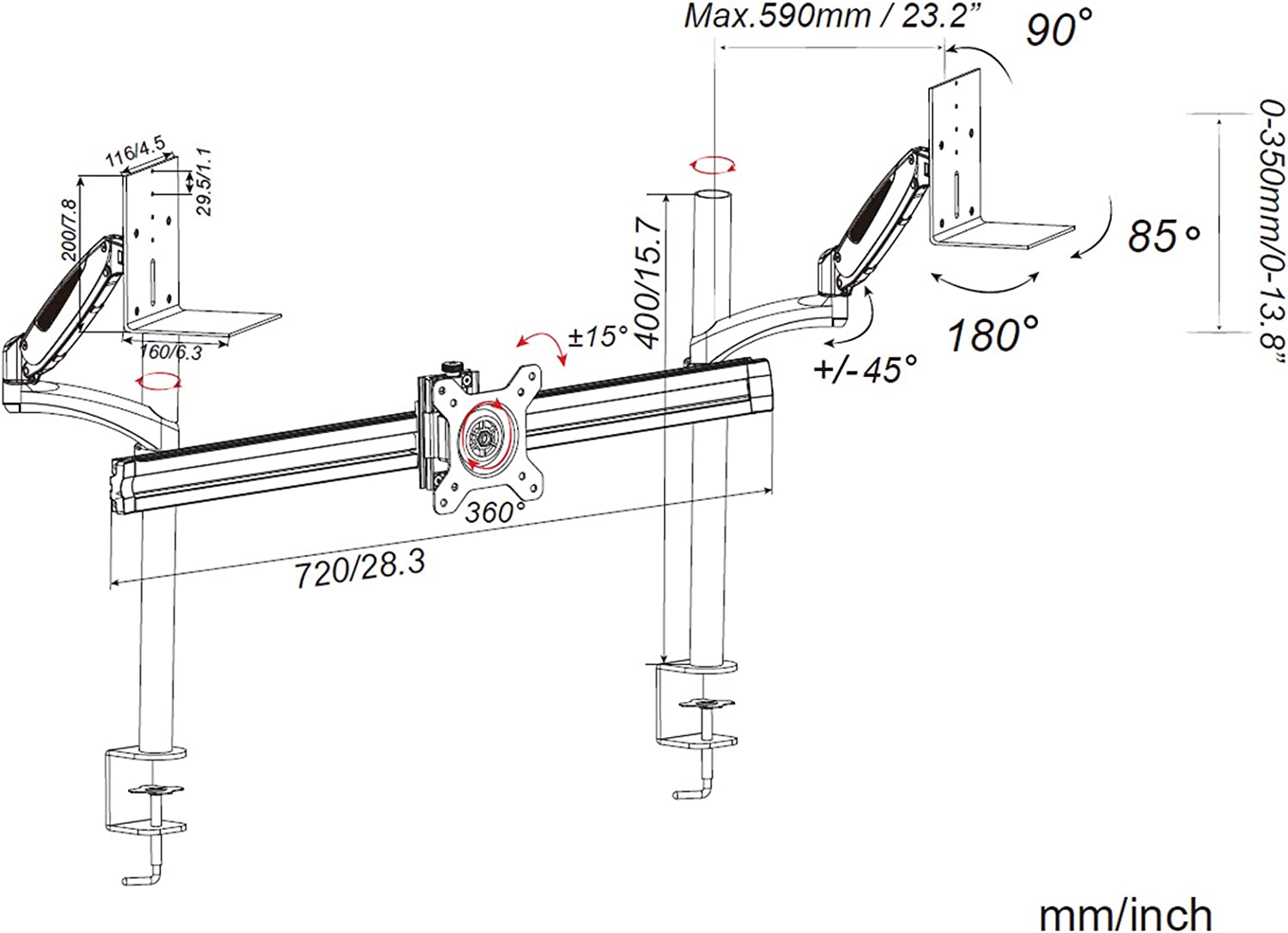HFTEK® – Monitorhalterung für einen Bildschirm (MP213C) – Bild 2