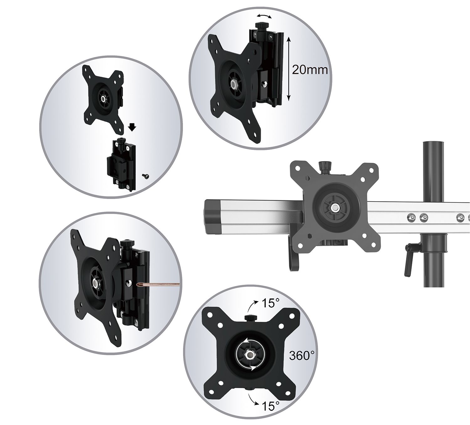 HFTEK® – Monitorhalterung für 2 Bildschirme (MP220C-L) – Bild 5