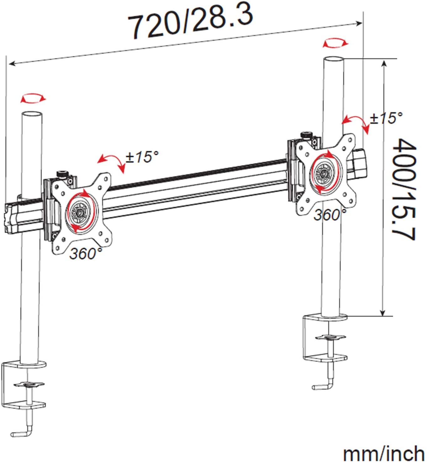 HFTEK® – Monitorhalterung für 2 Bildschirme (MP220C-NS) – Bild 2