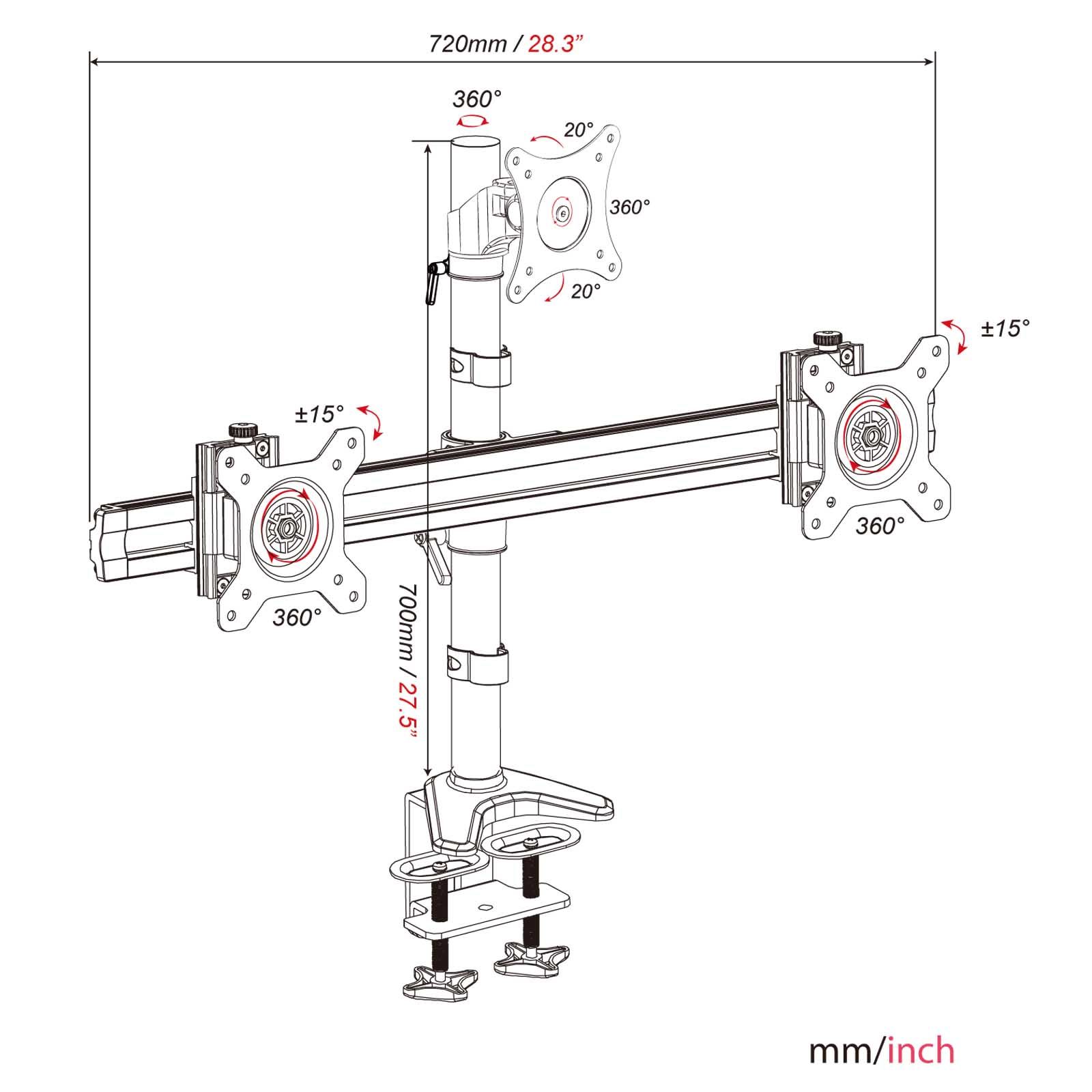 HFTEK® – Monitorhalterung für 3 Bildschirme (MP223C-L) – Bild 2