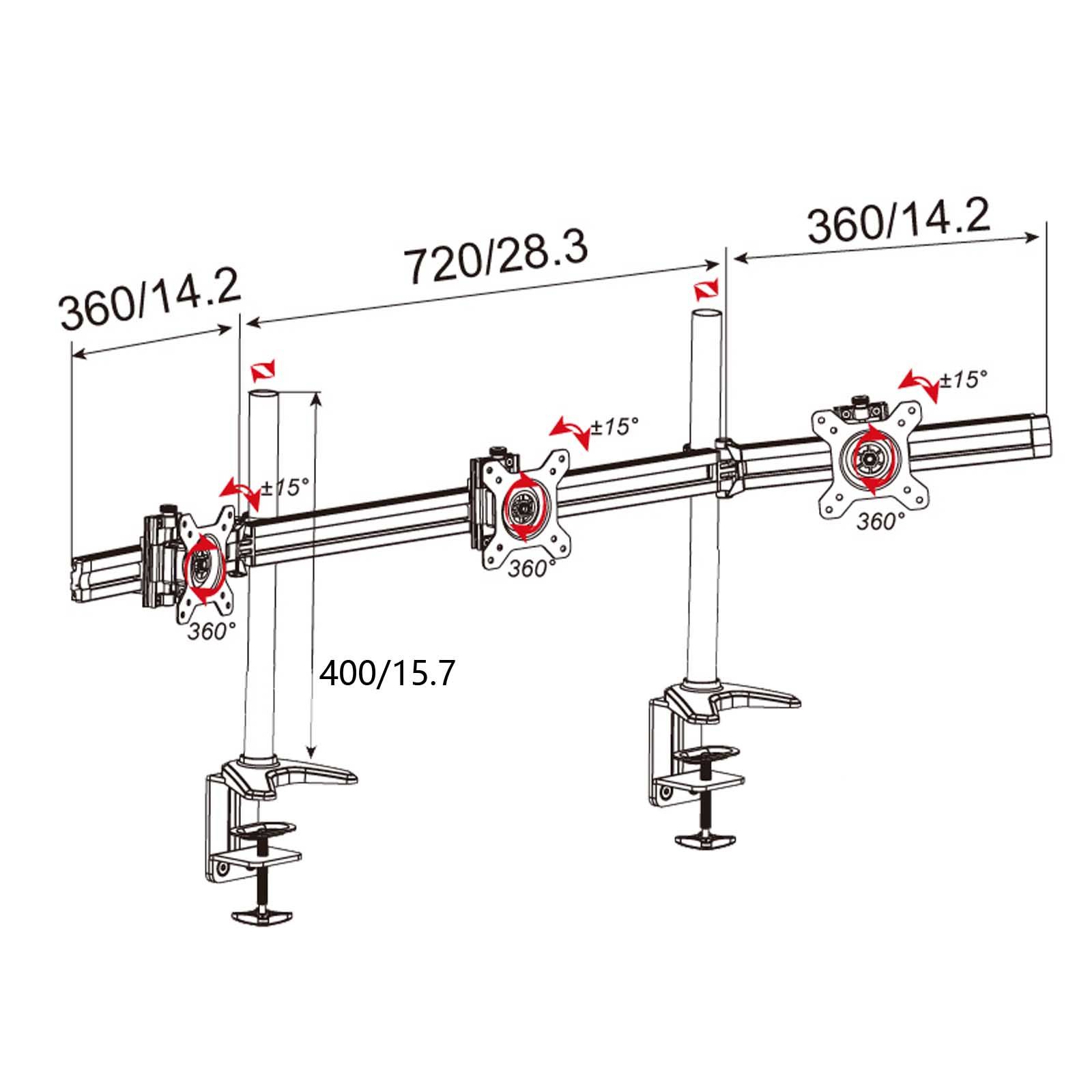 HFTEK®– Monitorhalterung für 3 Bildschirme (MP230C-N) – Bild 2