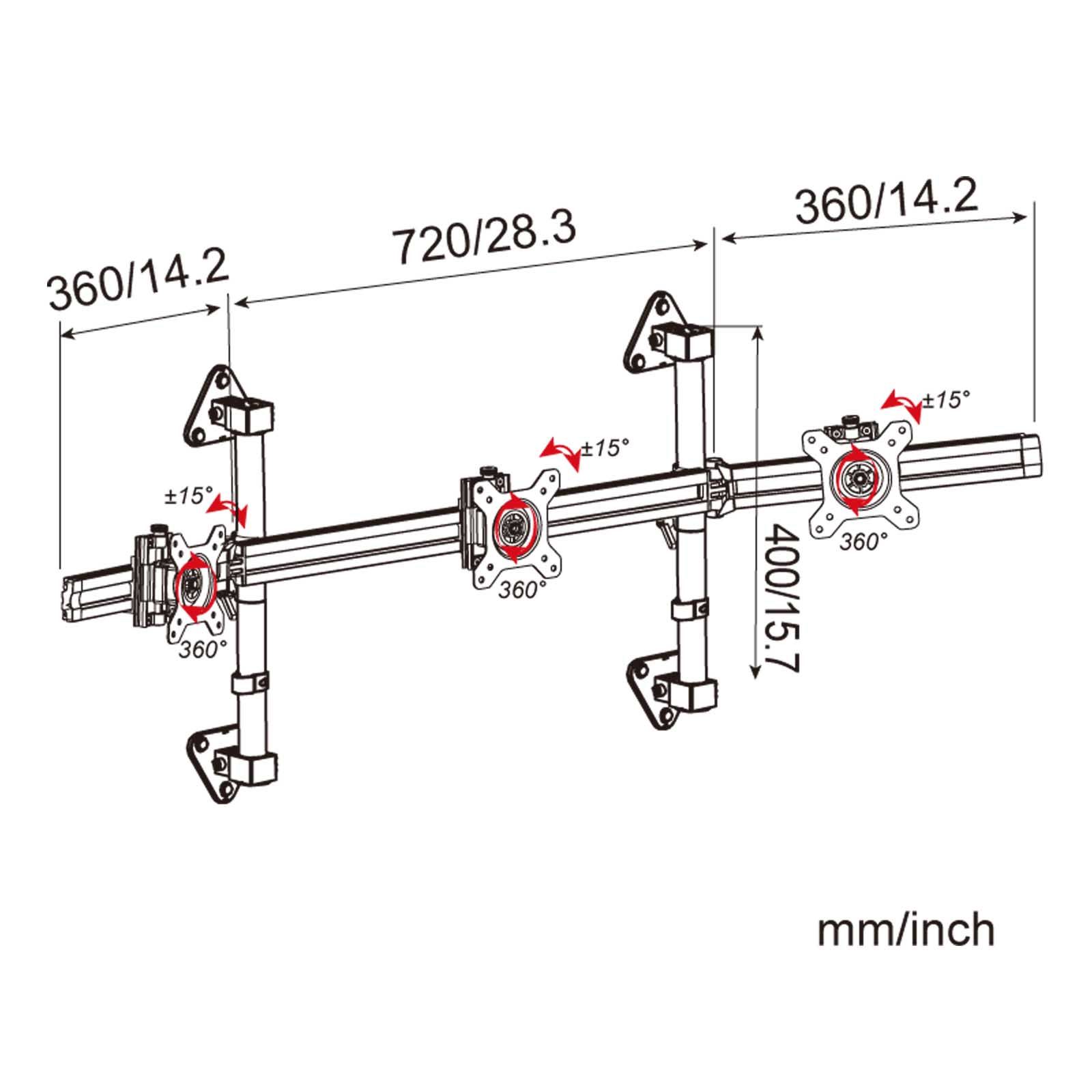 HFTEK® – Wandhalterung für drei Bildschirme (MP230W40-N) – Bild 2