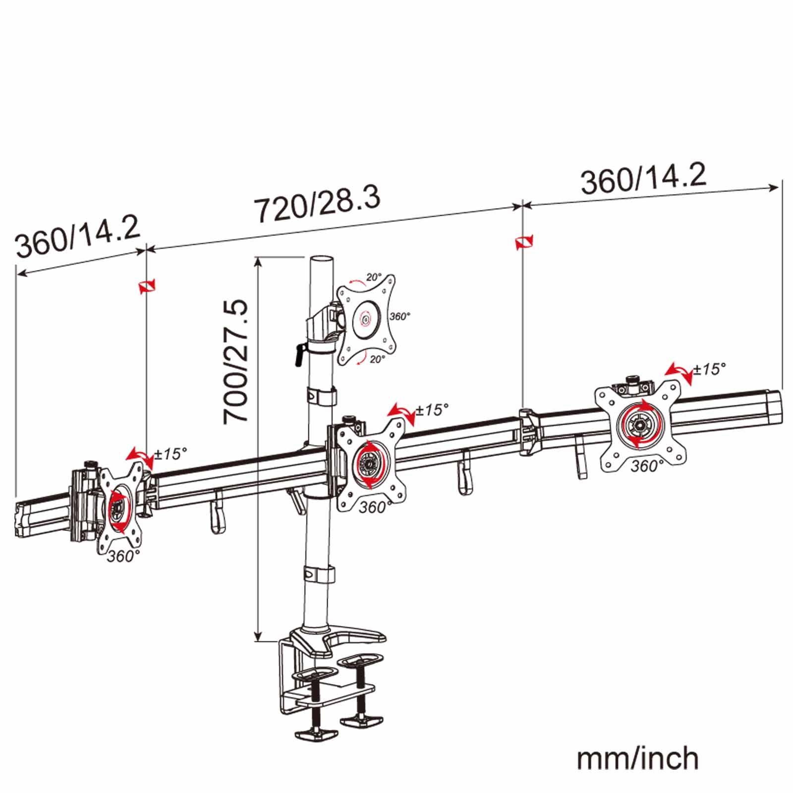 HFTEK® – Monitorhalterung für 4 Bildschirme (MP234C-L) – Bild 2