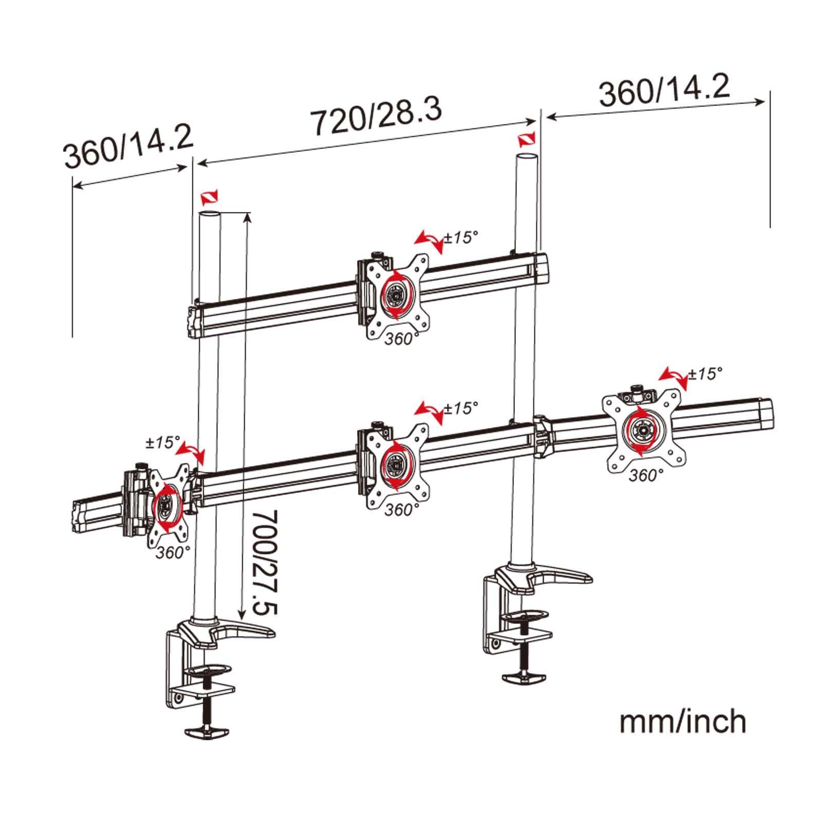 HFTEK® – Monitorhalterung für 4 Bildschirme (MP234C-N) – Bild 2