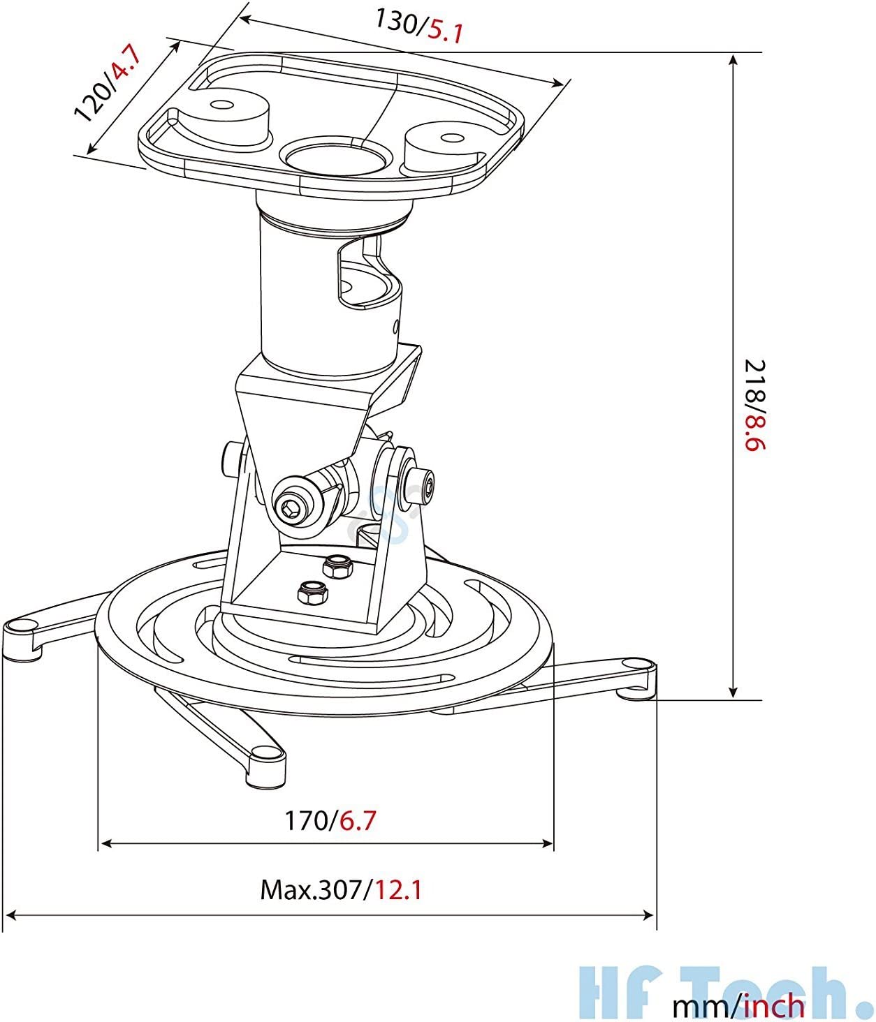 HFTEK® – Universal-Decken-Halterung für Beamer und Projektoren (PR01) – Bild 2