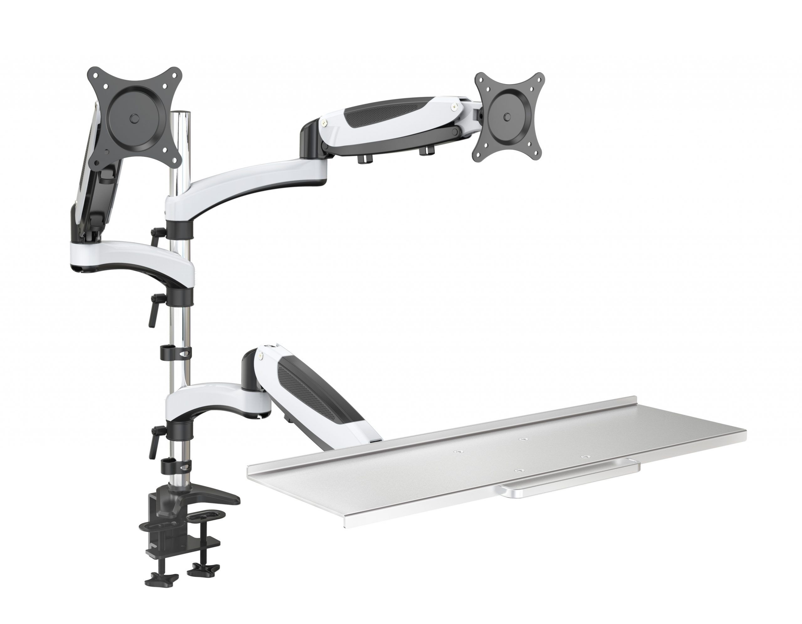 HFTEK® – zweifache Monitorhalterung mit Tastaturablage (FY21WS) – Bild 3