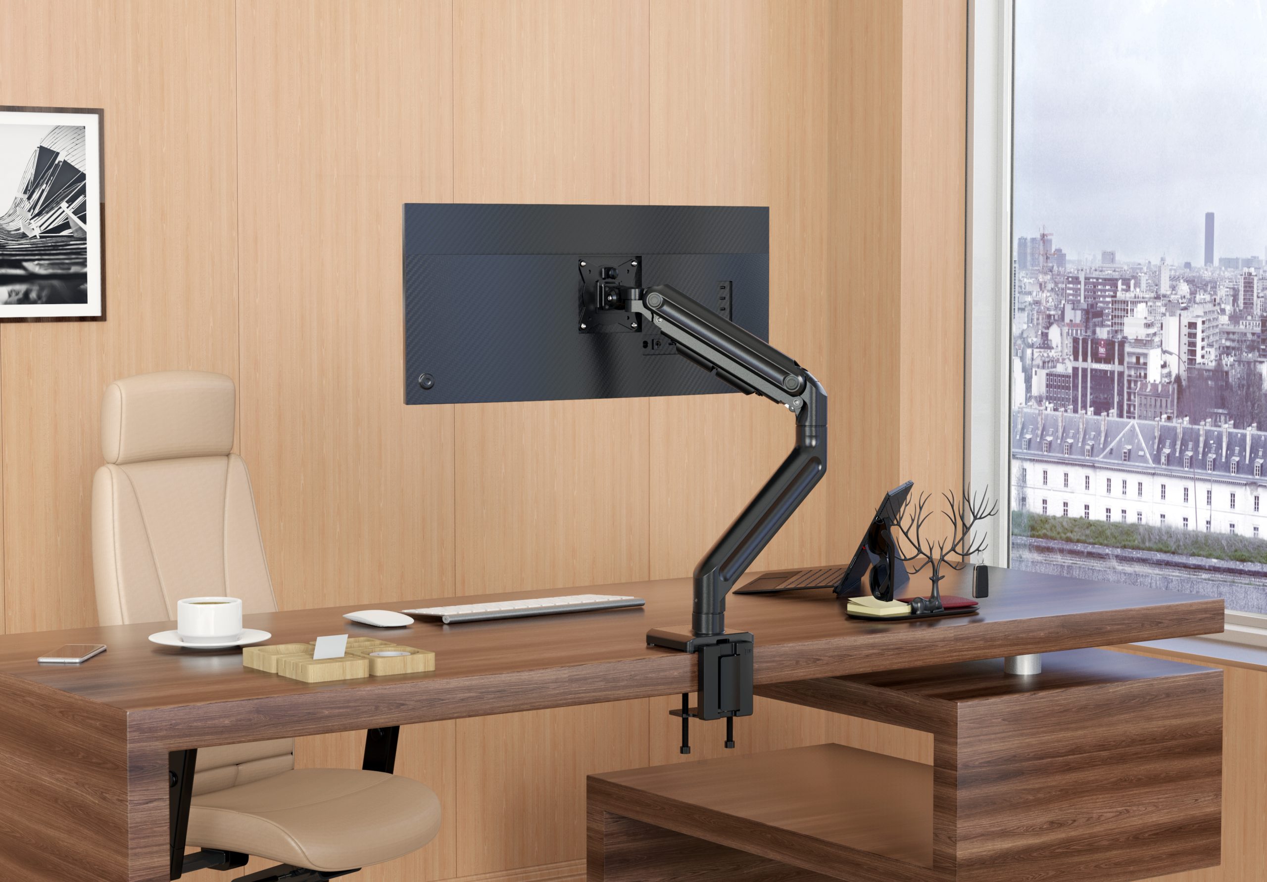 HFTEK® –  Monitor Halterung für 1 Monitor bis 49 Zoll Curved Bildschirm (HF24G07U) – Bild 2