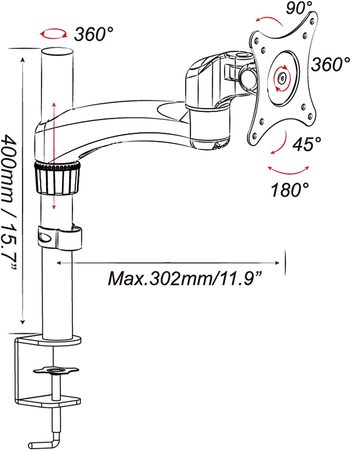 HFTEK® – Tischhalterung für Bildschirme von 13 bis 27 Zoll (HF111FB) – Bild 2