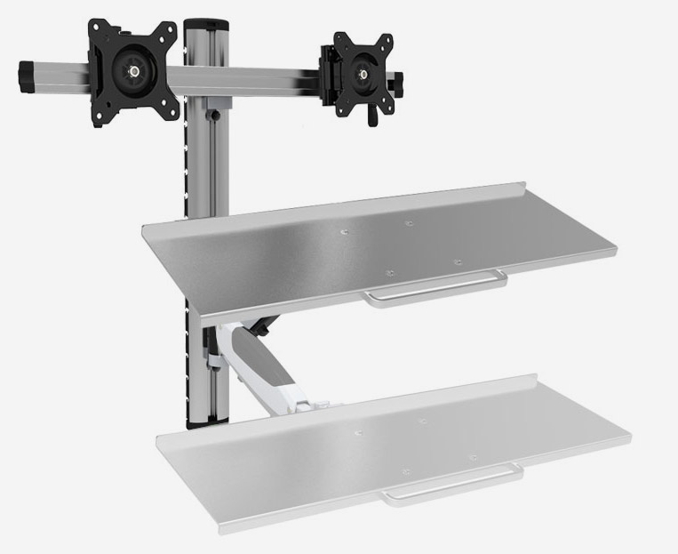 HFTEK® – Wandhalterung für zwei Bildschirme mit Tastaturablage (FY09WS) – Bild 2