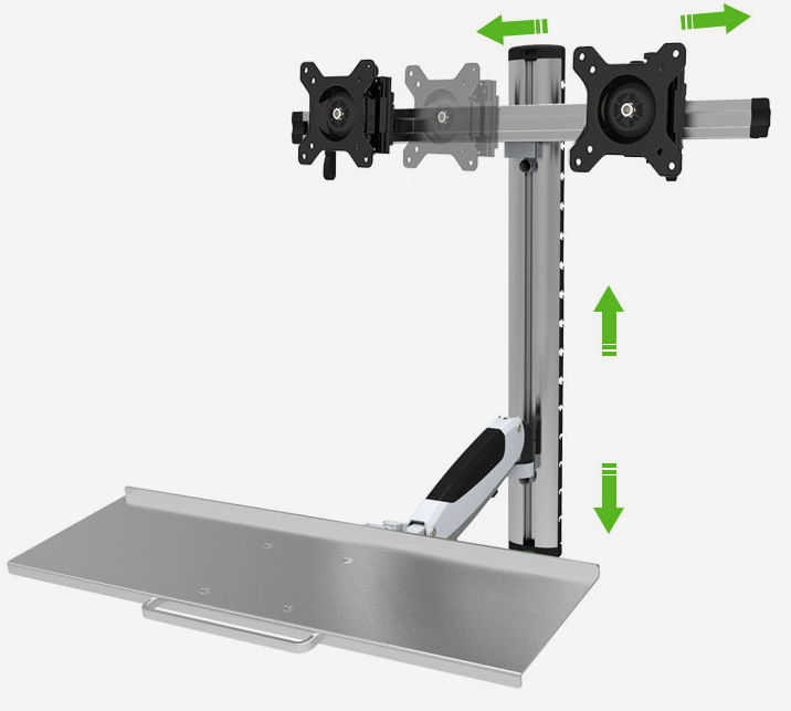 HFTEK® – Wandhalterung für zwei Bildschirme mit Tastaturablage (FY09WS) – Bild 3