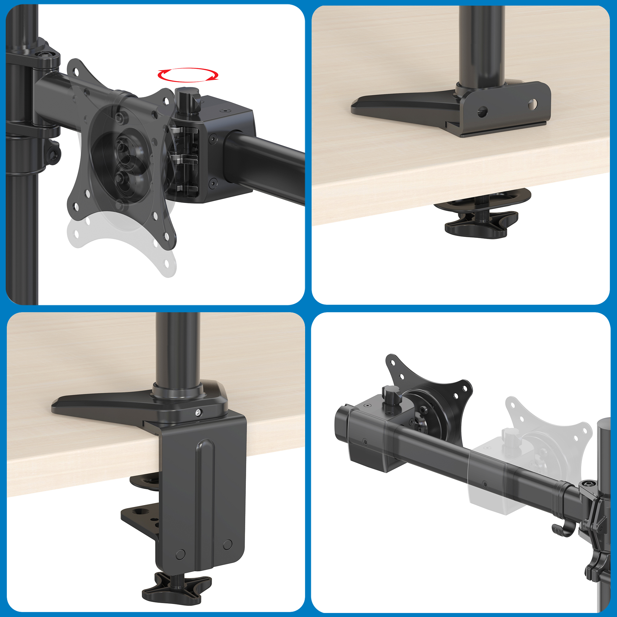 HFTEK® – Tischhalterung für 9 Monitore von 15 bis 27 Zoll (MS929C-N) – Bild 7