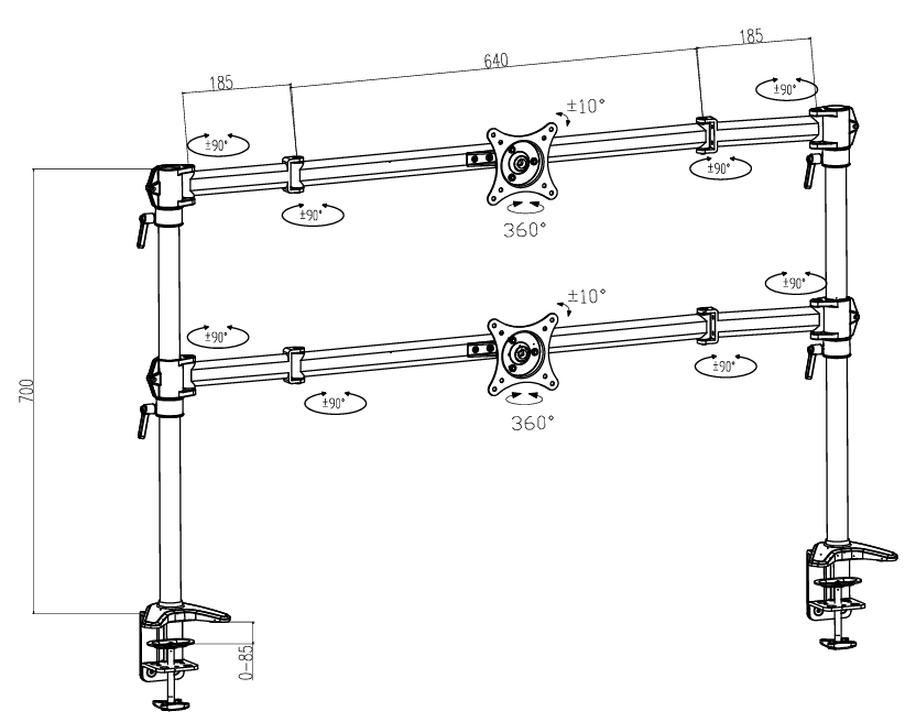 HFTEK® – Tischhalterung für Monitore von bis 34 Zoll  (MS622C-N) – Bild 11