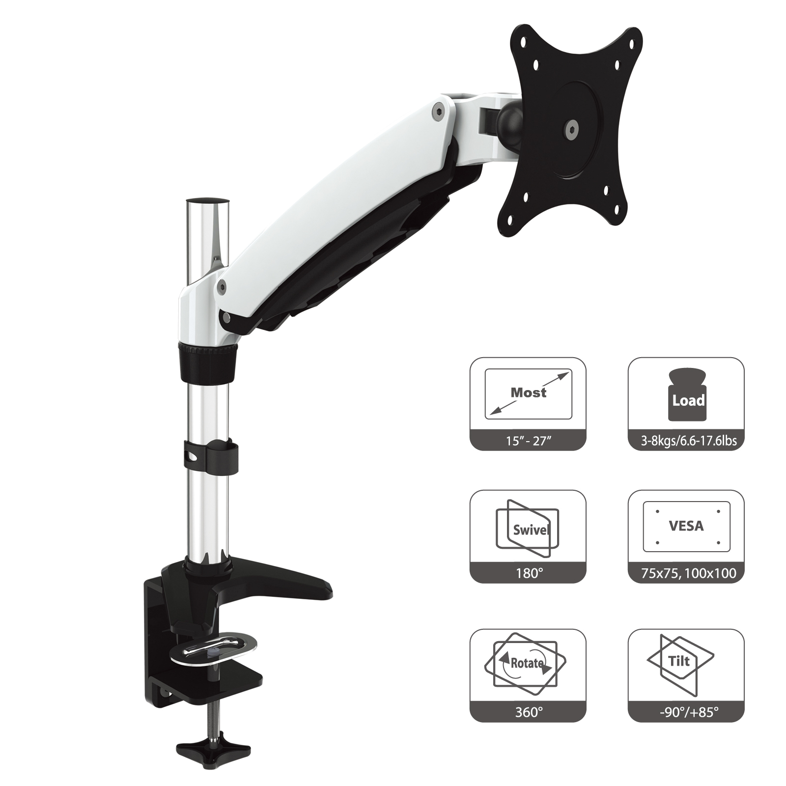 HFTEK® – Monitorhalterung für Bildschirme von 15 bis 27 Zoll DS111DB / DS111DW – Bild 3